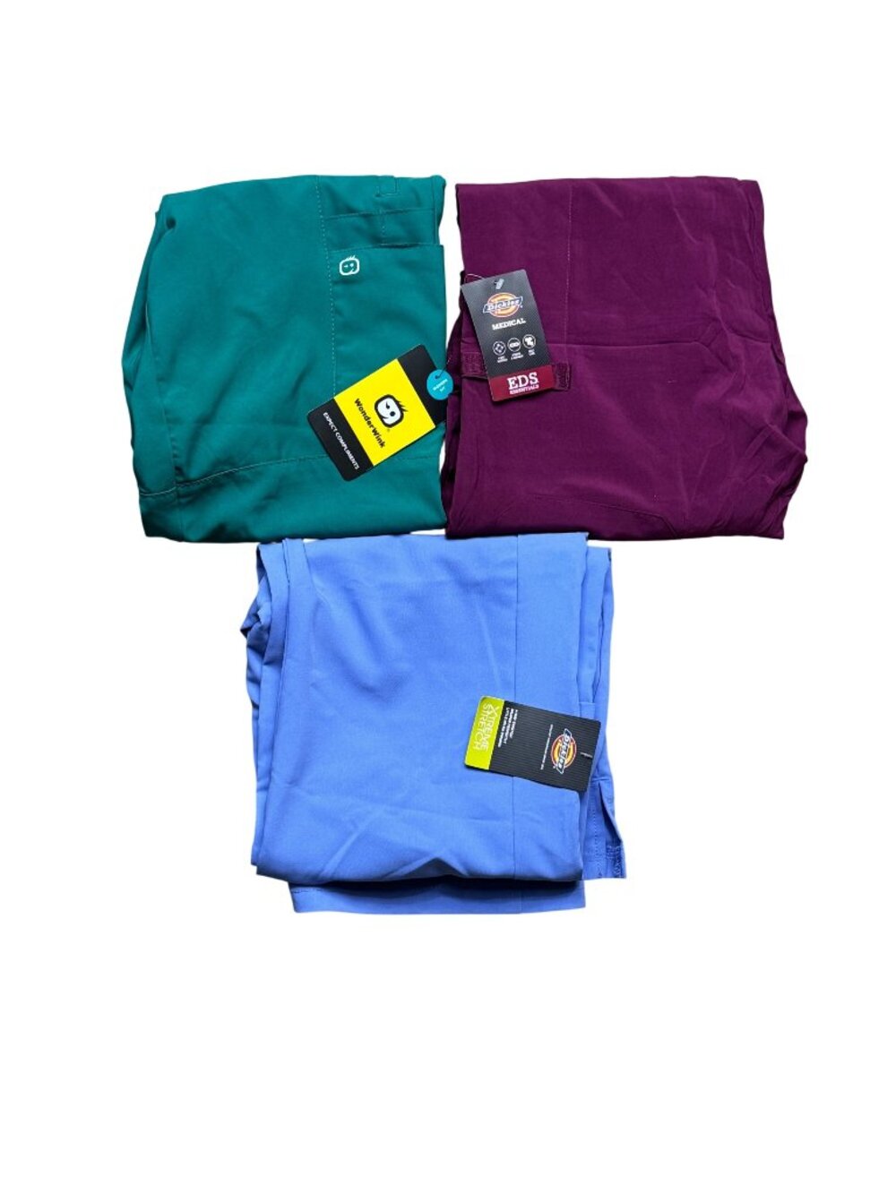 Dickies Wonderwink Scrub Pants Lot Womens XXS New With Tags Blue Green Maroon
